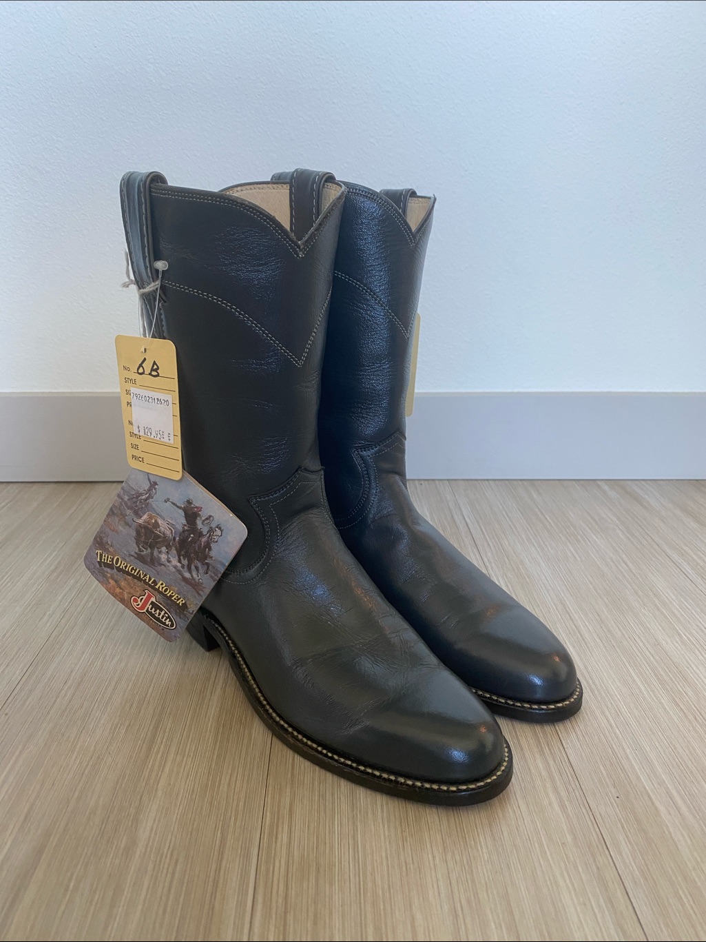 Nwt Vintage Justin âRoperâ Gray Western Boots - Made In Usa